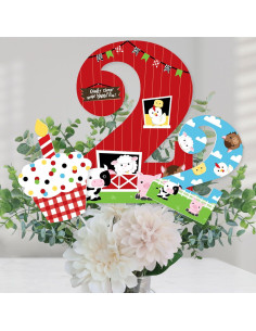 Set de 15 Decoraciones de Mesa Animales de Granja 2do Cumpleaños 2