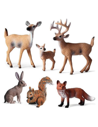 Figuras de Animales del Bosque EOIVSH - 6 Piezas Miniatura
