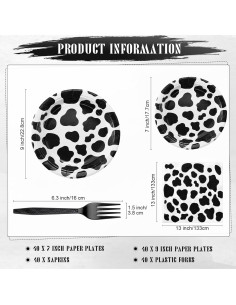 Set de Fiesta de Cumpleaños Layhit 160 Pcs Vaca para 40 Invitados 2