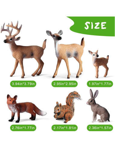 Figuras de Animales del Bosque EOIVSH - 6 Piezas Miniatura