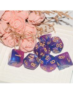 Dados Poliedricos DND 7 Piezas ALiuxiluo Púrpura Azul 2
