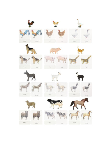 12 Piezas Réplicas Animales de Granja Montessori 1.45 kg