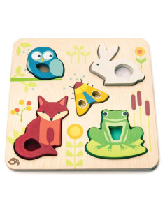 Rompecabezas Táctil Animales Tender Leaf Toys - 5 Piezas 21x21cm
