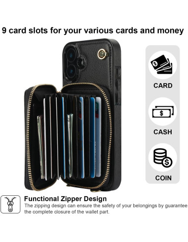 Funda Cartera Bocasal para iPhone 16 Plus con RFID Negro