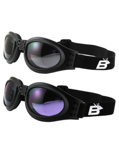 Gafas de Motocicleta Plegables Birdz con Lentes Ahumados y Morados