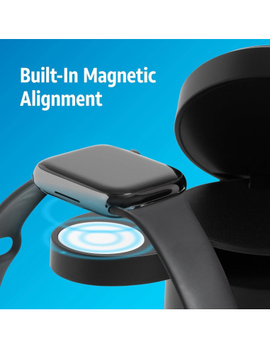 Cargador Inalámbrico 3-en-1 AT&T Power Drum Qi2 Negro