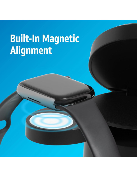 Cargador Inalámbrico 3-en-1 AT&T Power Drum Qi2 Negro