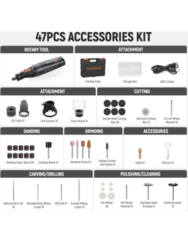Herramienta Rotativa Inalámbrica DEPSTECH A1L 8V 2.5Ah 30000RPM