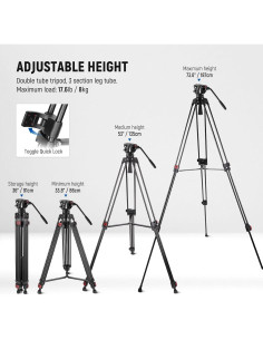 Trípode de Video NEEWER TP74 Aluminio 8kg Altura 86-187cm 2