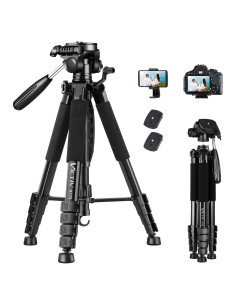 Trípode Profesional VICTIV 74" Aluminio para Cámara y Teléfono