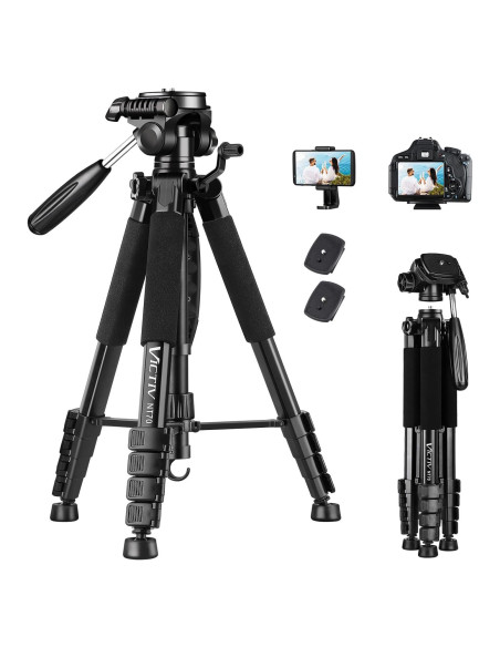 Trípode Profesional VICTIV 74" Aluminio para Cámara y Teléfono