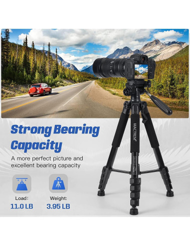 Trípode de Cámara MACTREM PT80 Aluminio 195cm Ligero