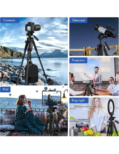 Trípode de Cámara MACTREM PT80 Aluminio 195cm Ligero