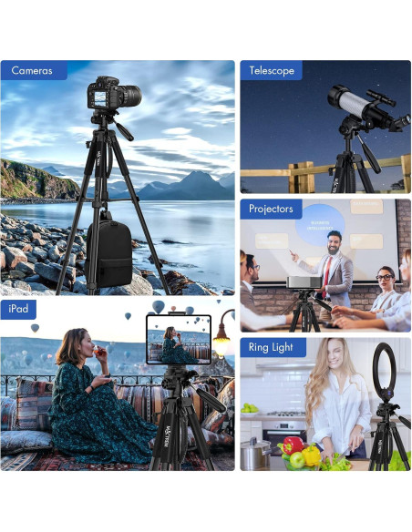 Trípode de Cámara MACTREM PT80 Aluminio 195cm Ligero