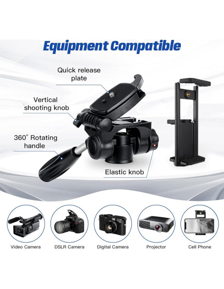 Trípode de Cámara MACTREM PT80 Aluminio 195cm Ligero