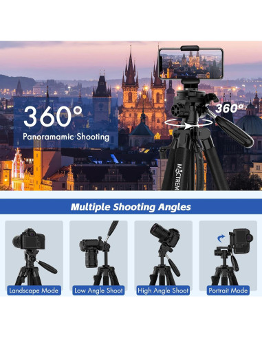 Trípode de Cámara MACTREM PT80 Aluminio 195cm Ligero