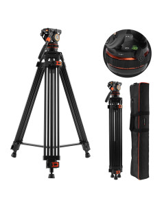 Trípode de Video K&F Concept 191cm con Cabezal Fluido 8kg