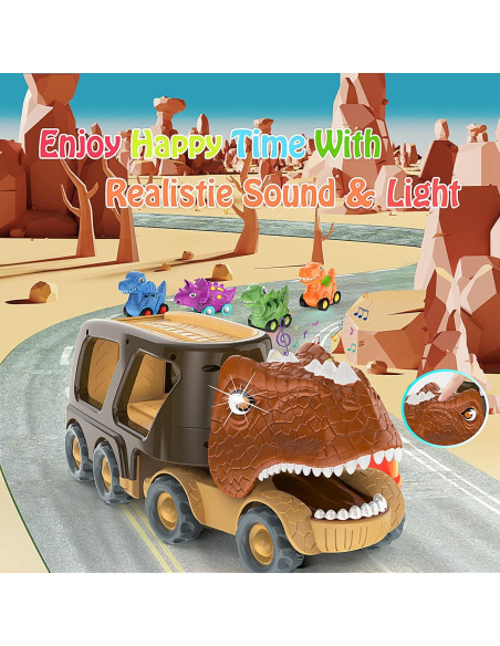 Coche Dinosaurio Veslier Camión Fricción 4 Coches 0.71kg