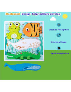 Rompecabezas de Madera Montessori HT HONOR 30x30 cm para Niños 2