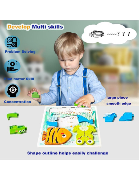 Rompecabezas de Madera Montessori HT HONOR 30x30 cm para Niños