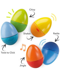 HABA Huevos Sonajeros de Madera - 5 Sonidos Acústicos para Niños 2