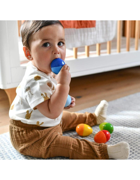 HABA Huevos Sonajeros de Madera - 5 Sonidos Acústicos para Niños