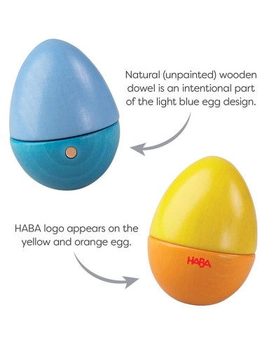 HABA Huevos Sonajeros de Madera - 5 Sonidos Acústicos para Niños