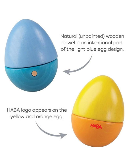 HABA Huevos Sonajeros de Madera - 5 Sonidos Acústicos para Niños