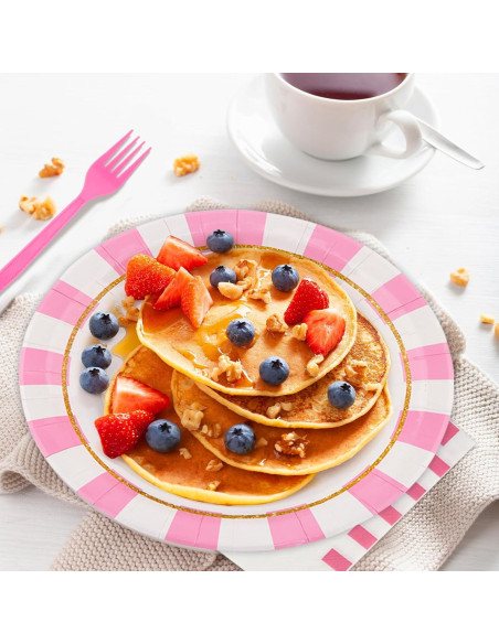 Juego de Vajilla de Fiesta Rosa 96 Piezas para 24 Invitados