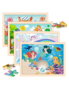 Rompecabezas de Madera Princesa LACCHOUFEE 4 Piezas 24 Piezas