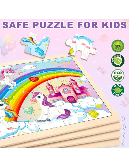 Rompecabezas de Madera Princesa LACCHOUFEE 4 Piezas 24 Piezas Rompecabezas de Madera Princesa LACCHOUFEE 4 Piezas 24 Piezas