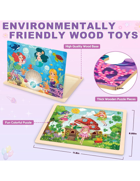 Rompecabezas de Madera Princesa LACCHOUFEE 4 Piezas 24 Piezas Rompecabezas de Madera Princesa LACCHOUFEE 4 Piezas 24 Piezas