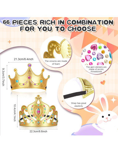Kit de Diademas de Princesa DIY Yaomiao - 66 Piezas Oro