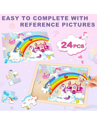 Rompecabezas de Madera Princesa LACCHOUFEE 4 Piezas 24 Piezas