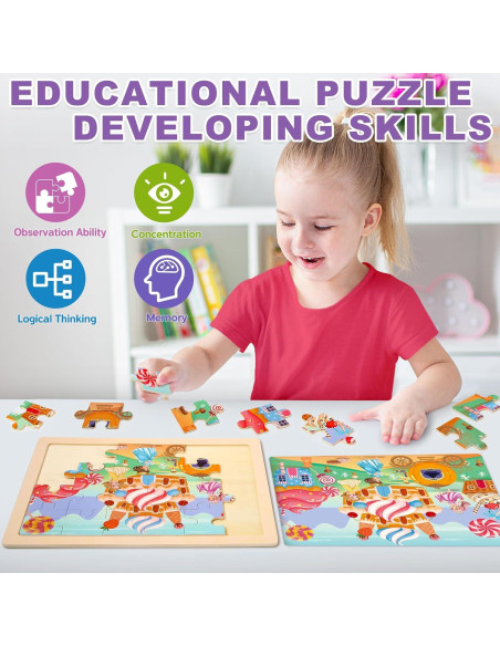 Rompecabezas de Madera Princesa LACCHOUFEE 4 Piezas 24 Piezas Rompecabezas de Madera Princesa LACCHOUFEE 4 Piezas 24 Piezas