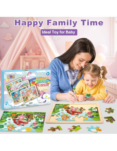 Rompecabezas de Madera Princesa LACCHOUFEE 4 Piezas 24 Piezas