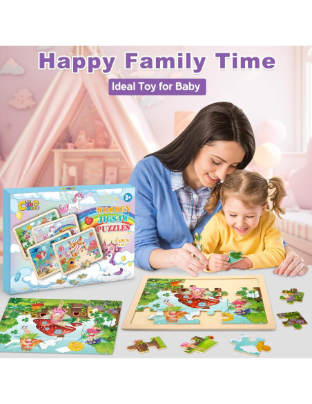 Rompecabezas de Madera Princesa LACCHOUFEE 4 Piezas 24 Piezas Rompecabezas de Madera Princesa LACCHOUFEE 4 Piezas 24 Piezas