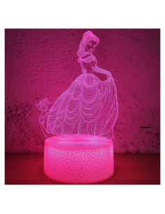 Lámpara de Noche 3D i-CHONY Princesa con Control Remoto 16 Colores