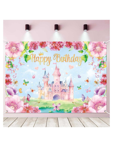 Fondo de Cumpleaños Princesa Rosa 150x100 cm LDWLYW