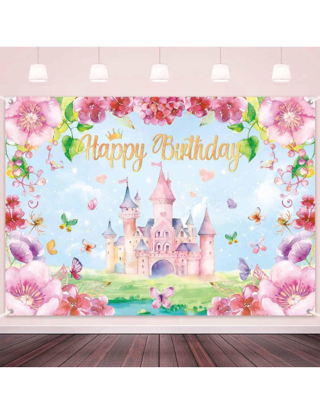 Fondo de Cumpleaños Princesa Rosa 150x100 cm LDWLYW