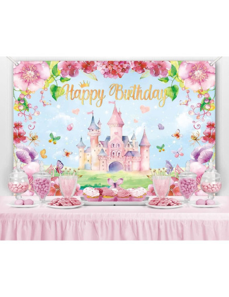 Fondo de Cumpleaños Princesa Rosa 150x100 cm LDWLYW