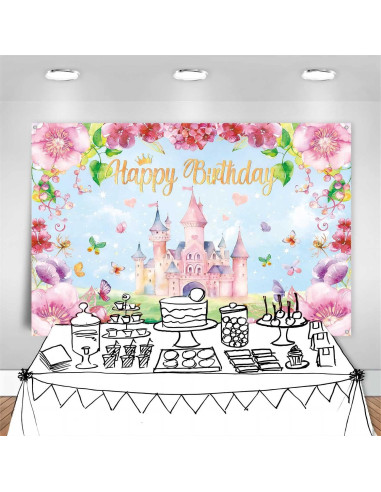 Fondo de Cumpleaños Princesa Rosa 150x100 cm LDWLYW