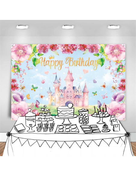 Fondo de Cumpleaños Princesa Rosa 150x100 cm LDWLYW