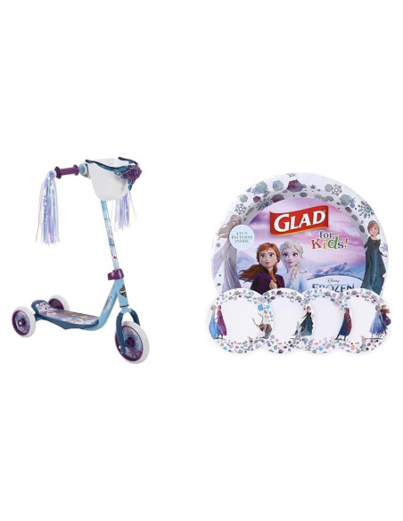 Scooter Huffy Frozen 2 para Niños + 40 Platos de Papel Disney