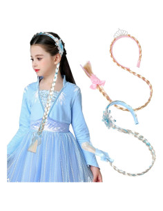 Set 2 Pelucas Largas Trenzadas Elsa y Rapunzel para Niñas