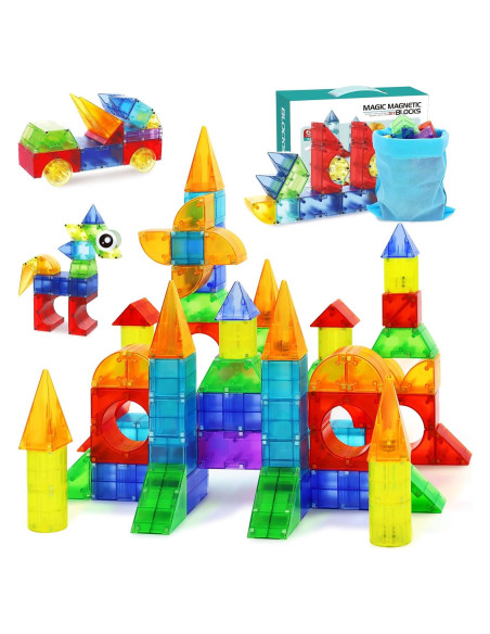 Bloques Magnéticos Huaker 66 PCS Juguetes de Construcción STEM