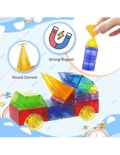 Bloques Magnéticos Huaker 66 PCS Juguetes de Construcción STEM 2