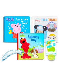 Conjunto de 3 Libros de Baño Espumosos para Bebés - Plaza Sésamo, Disney, Peppa Pig