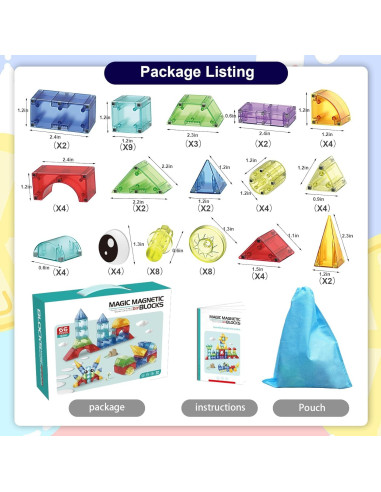 Bloques Magnéticos Huaker 66 PCS Juguetes de Construcción STEM