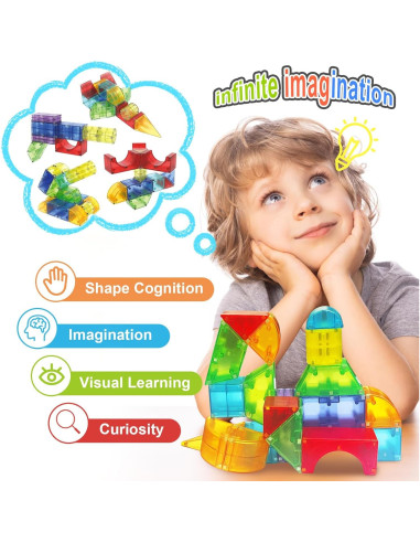 Bloques Magnéticos Huaker 66 PCS Juguetes de Construcción STEM